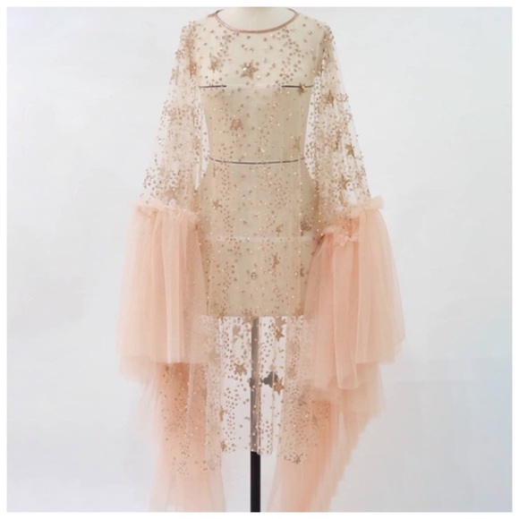 Black Sheer Star Tulle The Lunan Glam Tunic Top - Picture 3 of 13